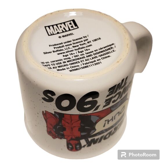 Marvel Deadpool Nerdin' Since The 90's 20oz Ceramic Camper Style Mug White NEW - Picture 4 of 4